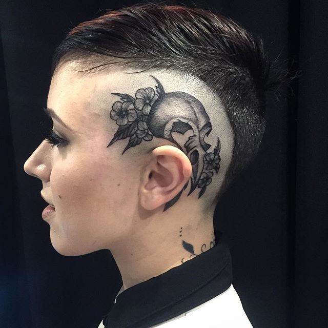 hanzal on Instagram: “Lil noggin coverup for @godsavecarolynjean Thanks! ✨” | Scalp tattoo, Head tattoos, Face tattoos for women